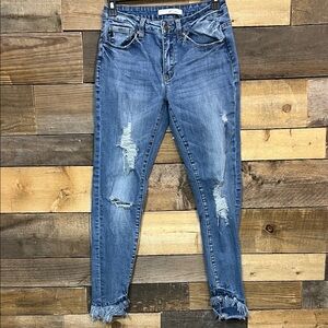 KanCan Stretchy Distressed Skinny Jeans in Blue